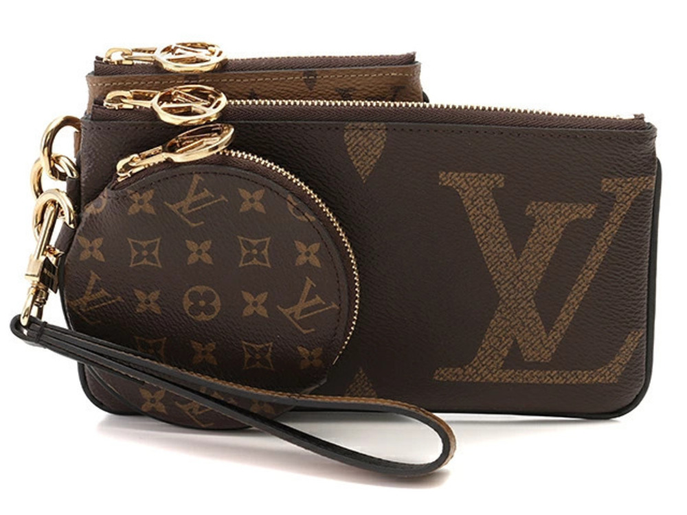 LOUIS VUITTON Pochette Trio Monogram Giant Reverse